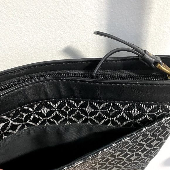 Fossil Coated Canvas Black/Gray Print Crossbody - Picture 5 of 6